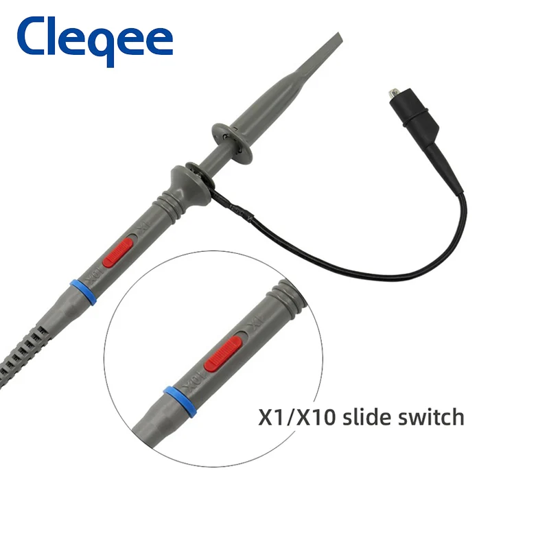 Cleqee P6100 2PC 100MHz BNC Oscilloscope Probe Kit DC-100MHz Alligator Clip Test Probe for Tektronix HP X1/X10