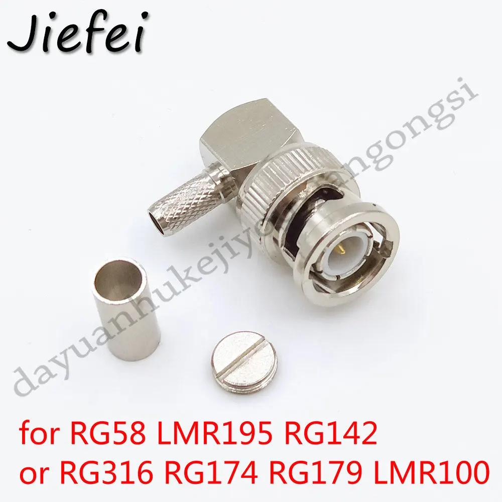 

500Pcs New 90 Deg Bnc Male Plug Right Angle Crimp for RG58 LMR195 RG142 or RG316 RG174 RG179 LMR100 Cable RF Coaxial Connector