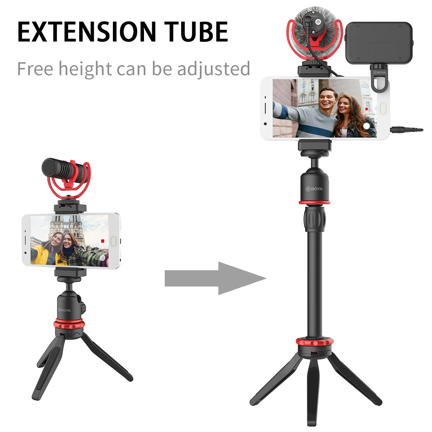 BOYA BY-VG350 Ultimate Smartphone Video Kit for Vlog Podcast Youtube Video with BY-MM1+ Super-cardioid Microphone LED Light