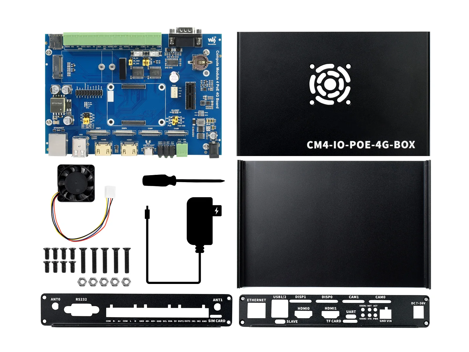 

Waveshare Industrial IoT Mini-Computer Based On Raspberry Pi Compute Module 4(NOT Included),PoE,5G/4G,Metal Case,Cooling Fan