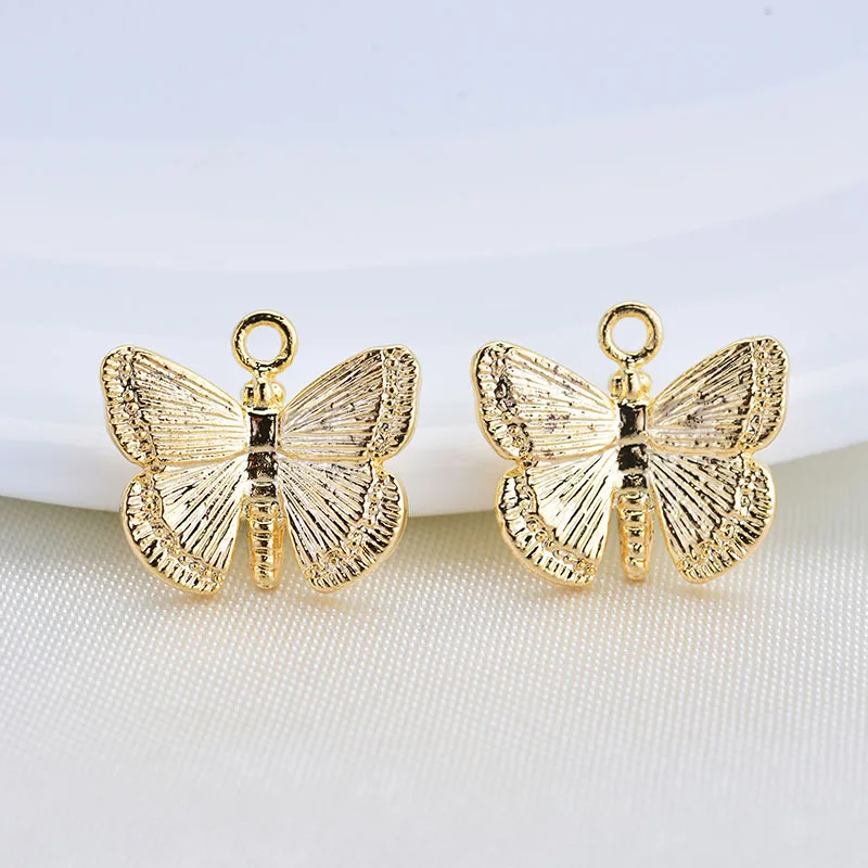 (1607)10PCS 11*10MM 24K Gold Color Brass Butterfly Charms Pendants High Quality Diy Jewelry Findings Accessories wholesale