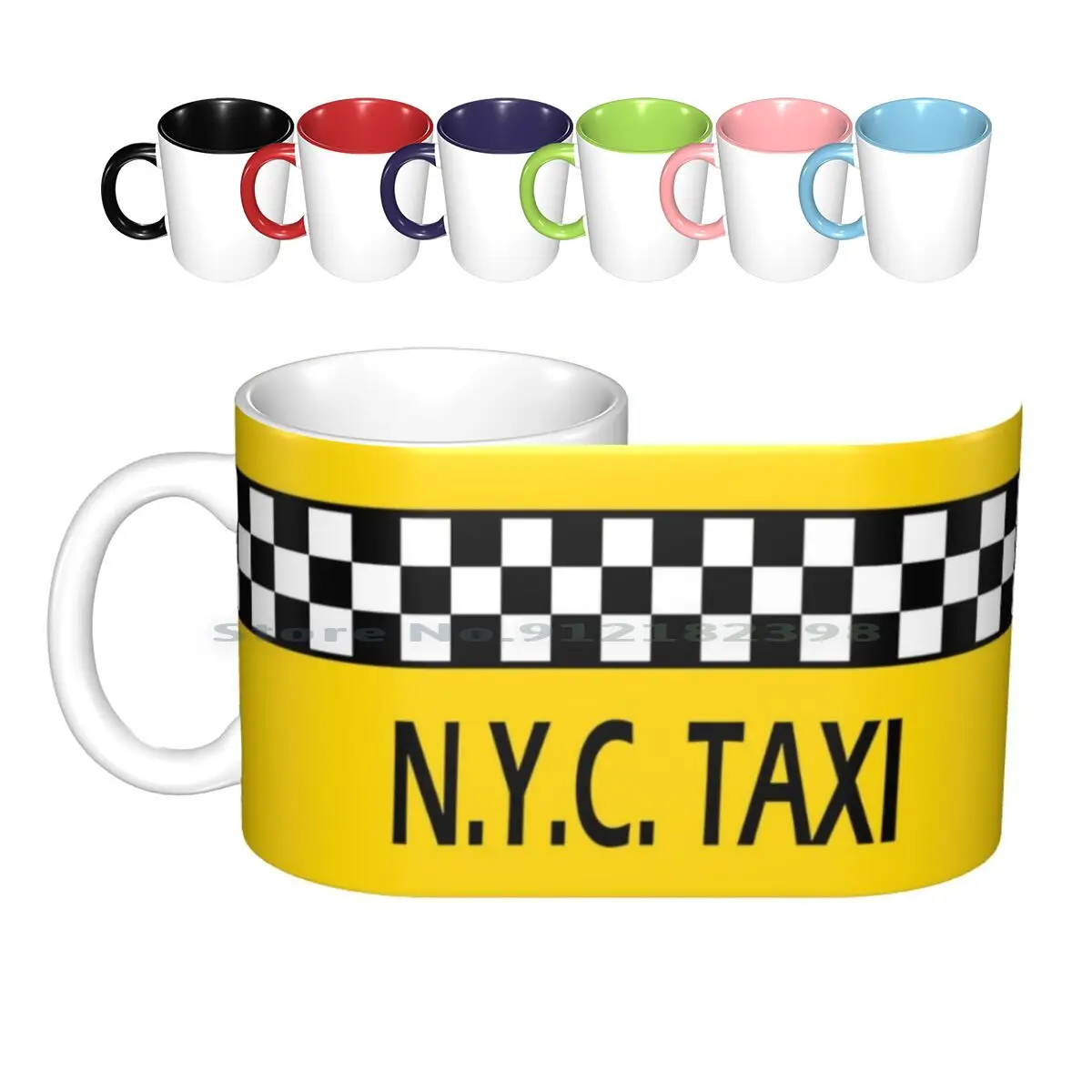 The New York City Taxi Ceramic Mugs Coffee Cups Milk Tea Mug New York New York City New York Taxi Checker Taxi Checker Marathon