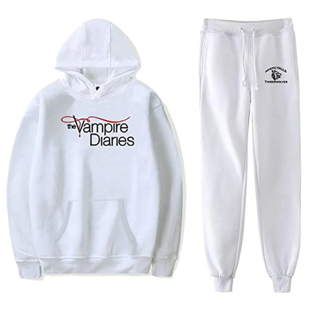 The Vampire Diaries Casual Tracksuit Men Sets Hoodies and Pants Two Piece Sets Hooded Sweatshirt Outfit Sportswear Male Suit