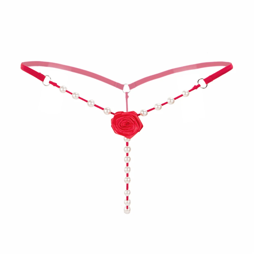 Transparent Crotchless String Bead G-string Lingerie for Sex Porno Erotic Outfit Thongs Women Sexy Underwear Pearl Open Panties