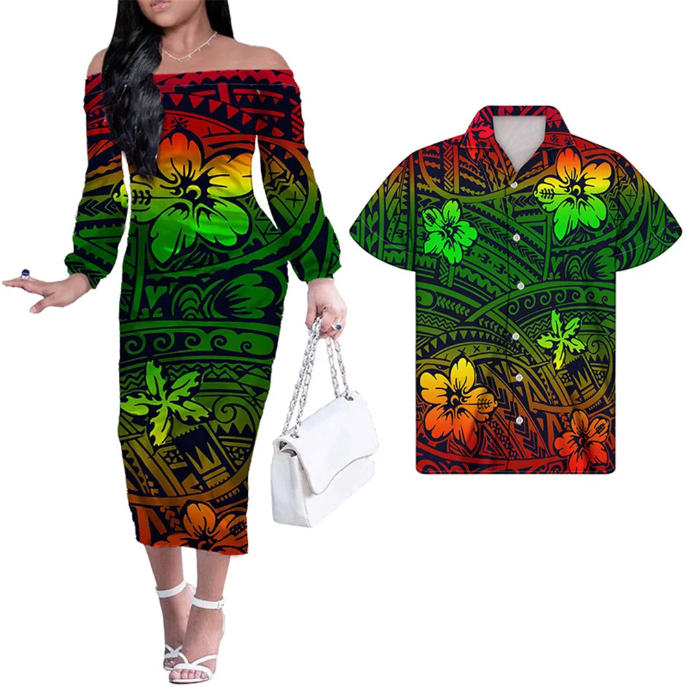 

Hycool Samoan Polynesian Tribal Hawaii Flower Print Long Skirts Fashion Casual Dress New Arrivals 2022 Dress Ladies Latest