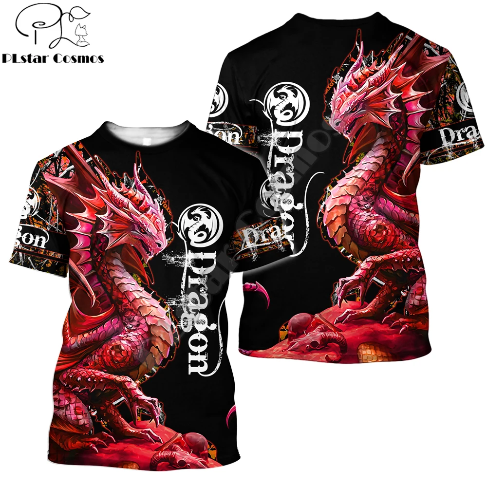 2021 Summer Hipster Men t-shirt Beautiful Red Dragon Tattoo 3D Printed Harajuku Short sleeve T shirts Unisex Casual tops TX0160