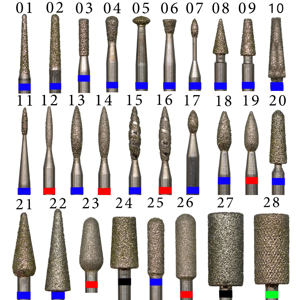 Diamond nail drill bit 29 TYPE different shape  3/32