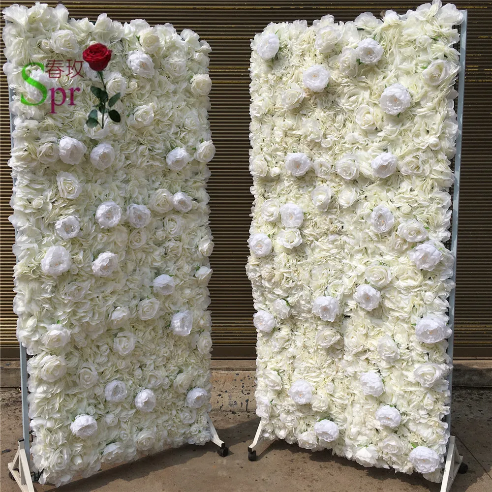 

SPR Ivory style with green leaf wedding rose flower wall backdrop wedding arch artificial flower decorations