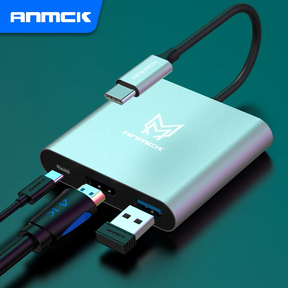 Usb C Hub Ke HDMI 4K 3 Port Laptop Docking Station Aksesori PC Supprt PD Pengisi Daya USB 3.0 Splitter untuk MacBook Pro/Air