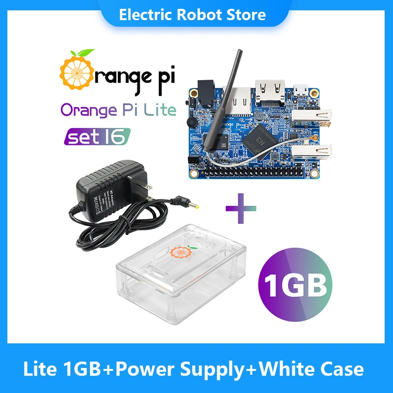 

Orange Pi Lite 1GB+Power Supply+White Case, Uses AllWinner H3 SoC, Run Android 4.4, Ubuntu, Debian Image