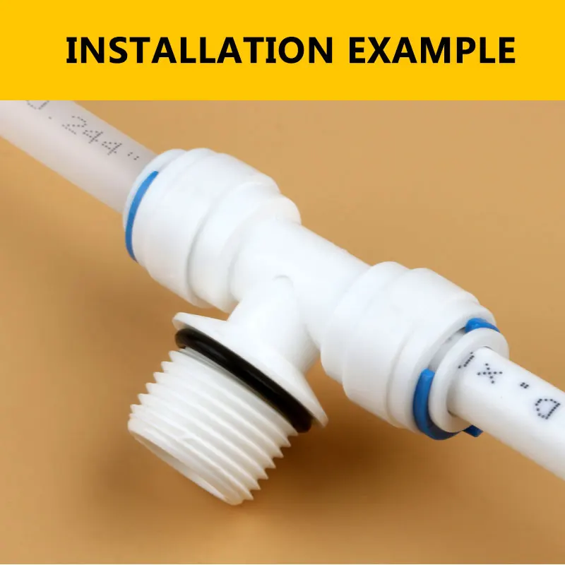 1/2 "ذكر الموضوع السريع ربط 3/8" أنبوب خرطوم يساوي نوع T المياه مع حلقة لإحكام الإغلاق قطر تغيير التناضح العكسي حوض السمك المحملة