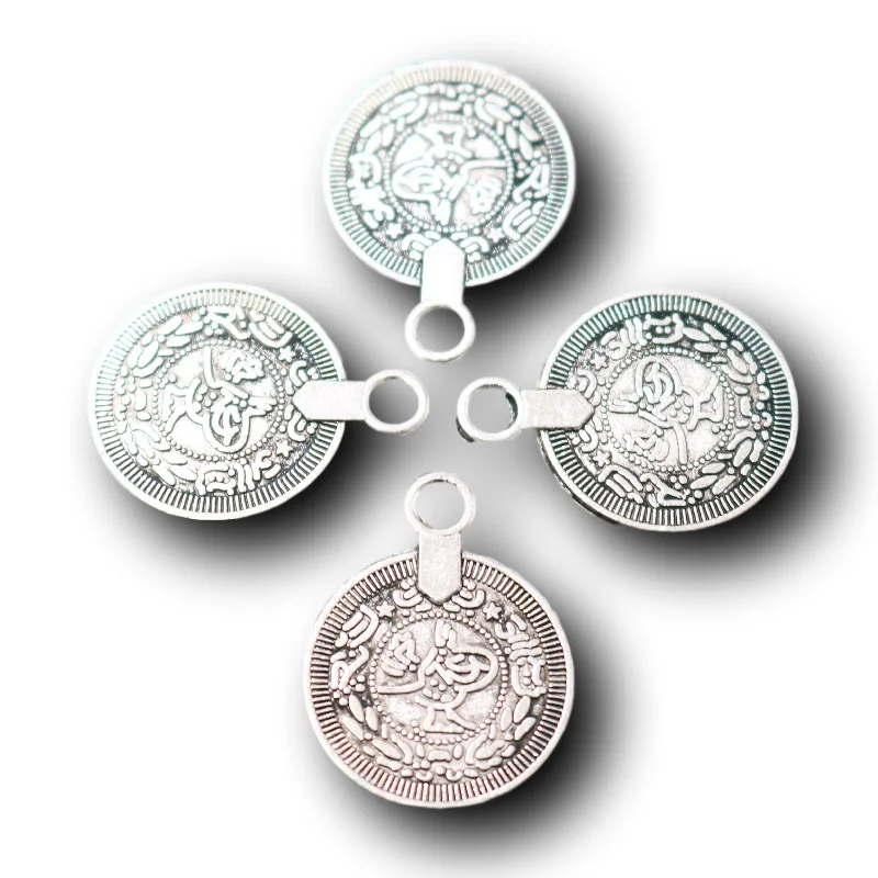 10pcs Silver Plated Coin Pendants Retro Earrings Bracelet Jewelry Accessories DIY Charms For Metal Handicraft Making A2318