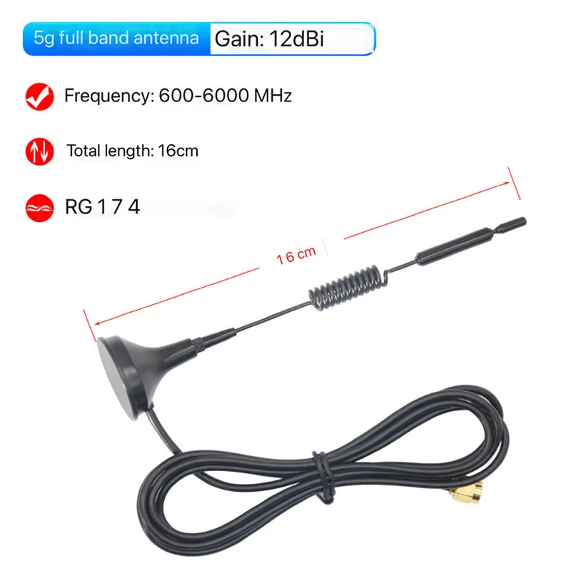 600-6000 5G antenna full frequency SMA male 2.4G wifi antena 2G 3G 4G antenna 12dbi with 3m cable