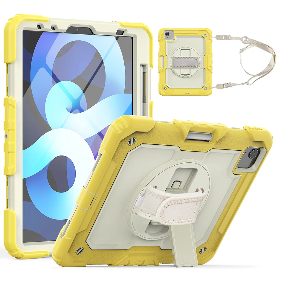 

Silicone Case for iPad Air 4 Air 5 Kids Case with Shoulder Strap Pencil for iPad Pro 11 2022 2021 2018 2020 Shockproof Cover