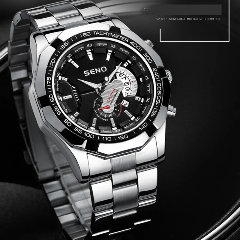 Men's fashion waterproof calendar hollow out luminous leisure business non mechanical transport to multi-functional Watch