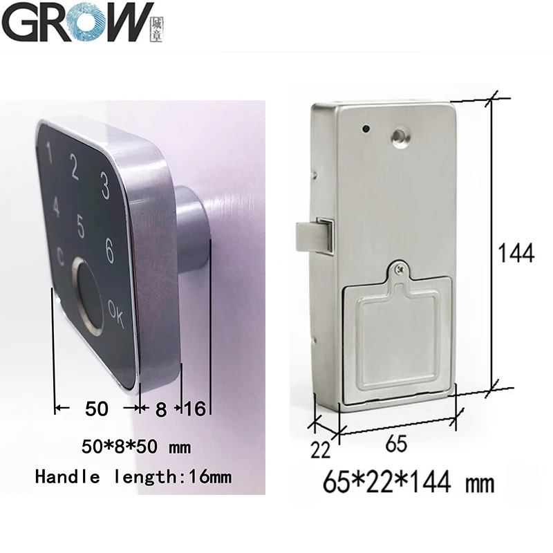 GROW G16 Fingerprint Electric Cabinet Drawer Lock Keypad With Two Installation Methods For Office Home Bank