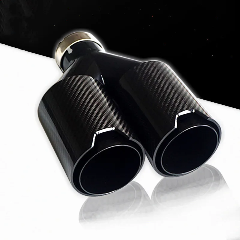 1PCS  TOP quality Car Carbon Fiber Exhaust TWIN End Tips for BMW inlet 60mm 63mm oulet 93 M performance Dual Pipes