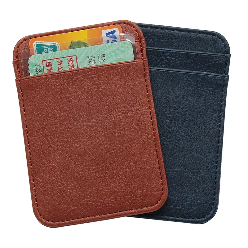 Mini PU Leather ID Business Card Holder Women Men Multi Slot Slim Solid Color Driver License Case Ticket Credit Card Bag