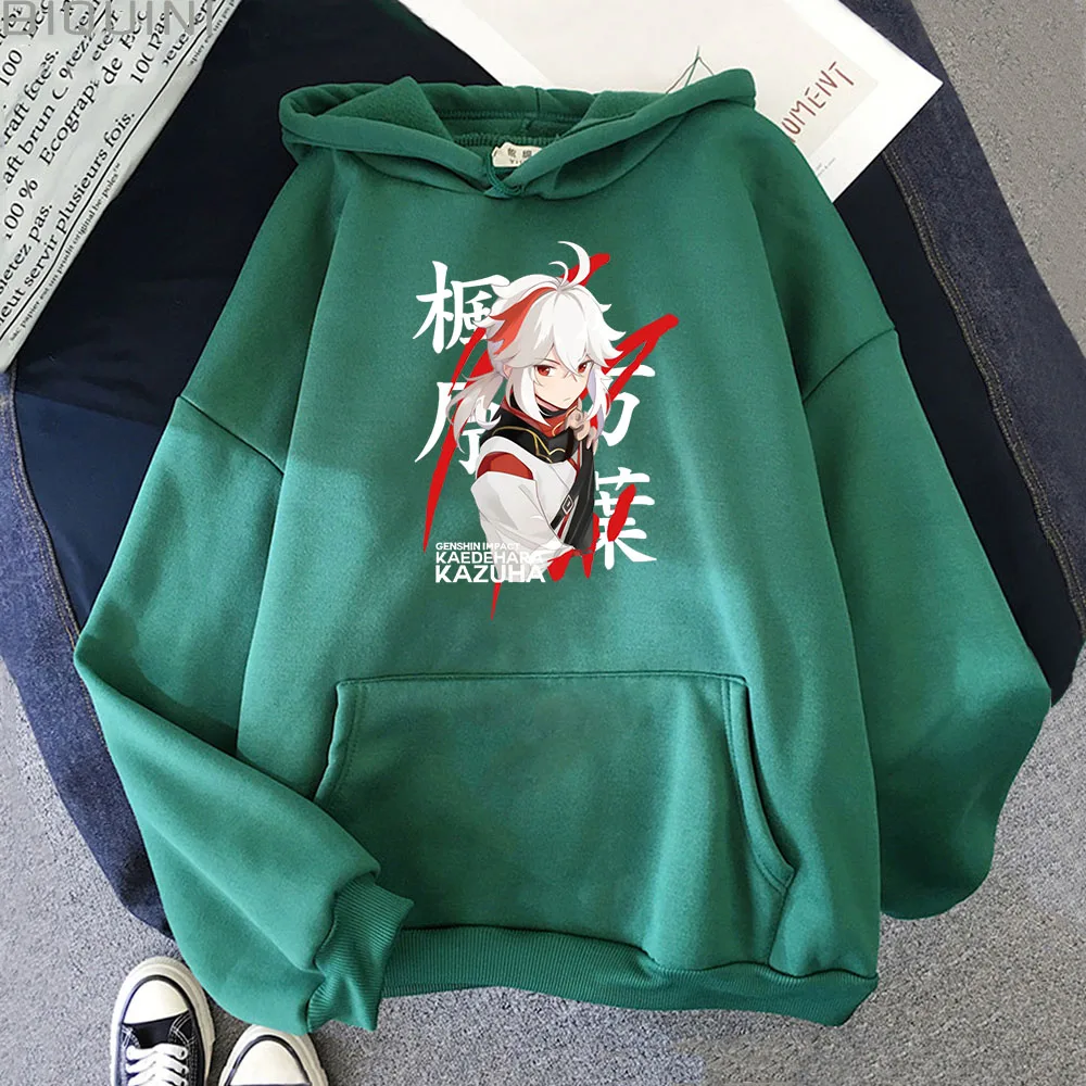 Kaedehara Kazuha Anime Hoodies Unisex Autumn Winter Fashion Tops Oversize Genshin Impact Sweatshirt Harajuku Japanese Streetwear