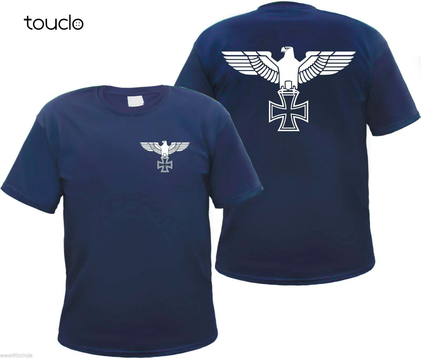 Imperial Eagle T-Shirt - Iron Cross - Navy - Front/Back - S-3XL - Iron Cross