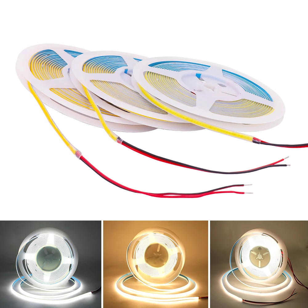 DC12V 24V COB Светодиодная лента 5 мм 384 светодиодов FOB высокой плотности Светодиодные фонари Bar RA90 3000K 4000K 6000K с регулируемой яркостью Лампа для кухонного шкафа