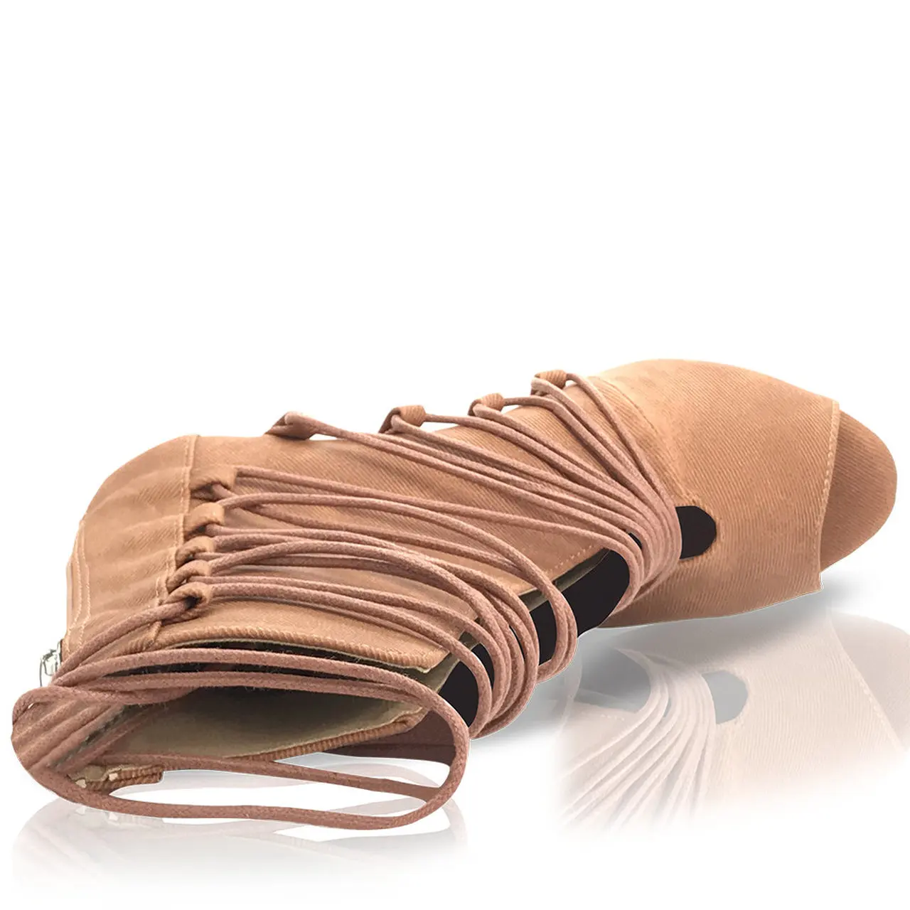 DYI Women Dance Boots High Heel Lady Brown Elastic Cloth Ballroom Latin Dance Shoes Gilrs Rubber Sole Party Latin Dancing Shoes