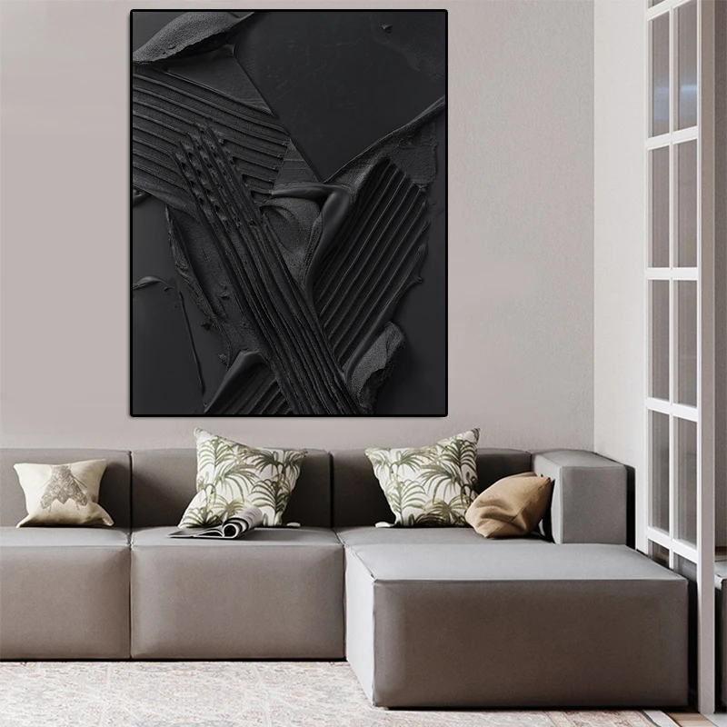 

Nordic Canvas Art Painting Wall Art Pure Black Wall Graffiti Canvas Painting Wall Pictures Posters Print for Living Room HD