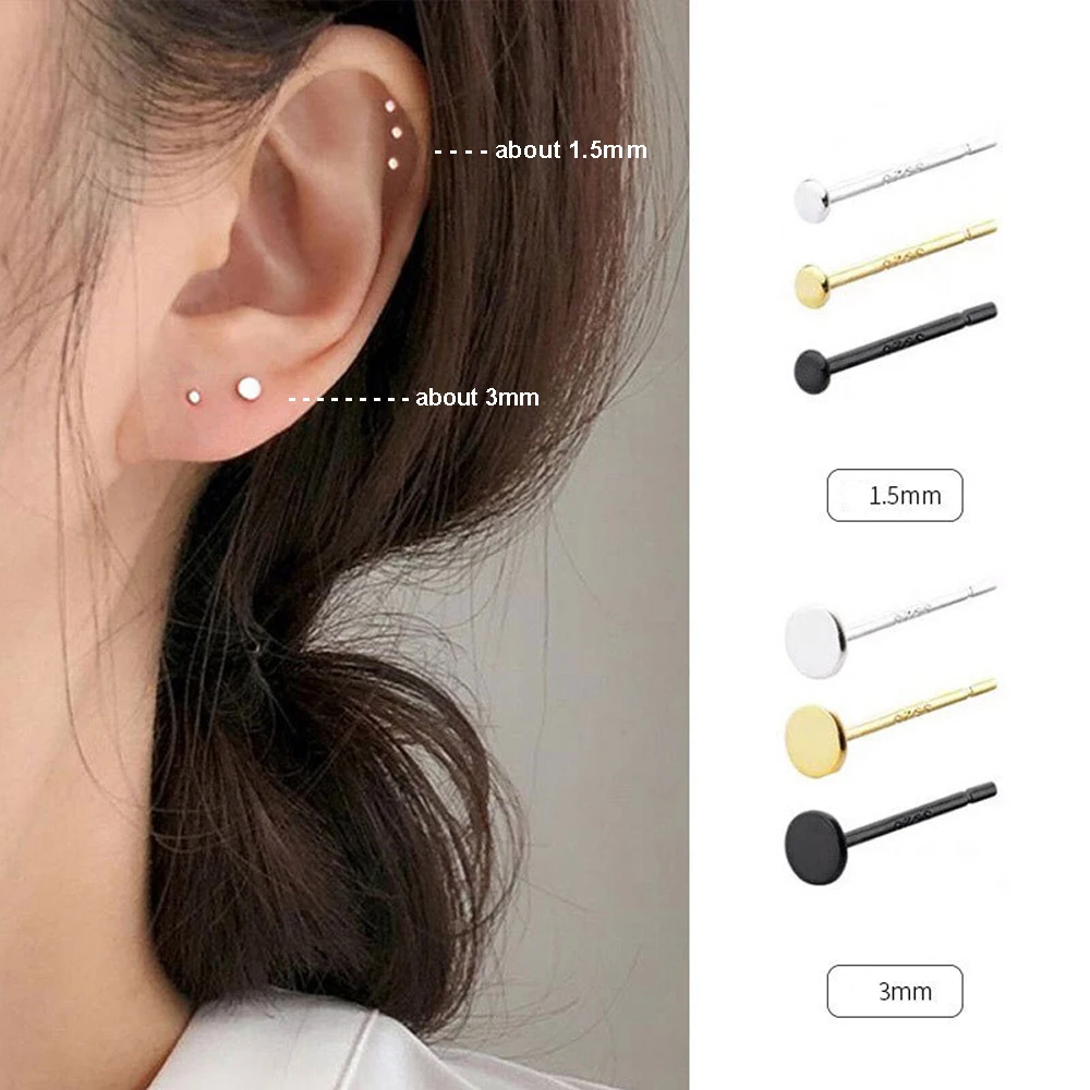 

Tiny Dot Posts, Dainty Mini 1.5mm 3mm 925 Sterling Silver , Gold Or Black Studs, Tiniest Post - Ghost Stacking Stud Earrings