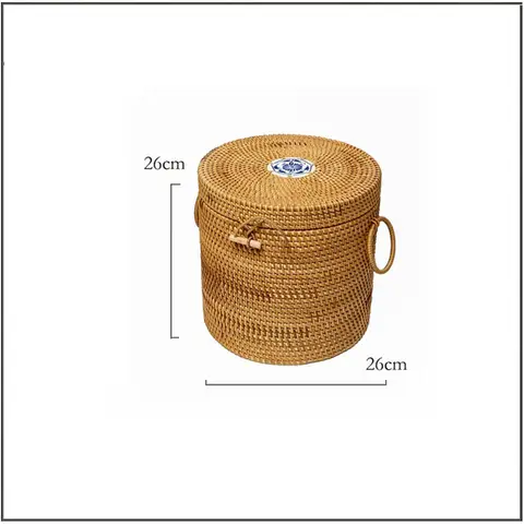 Vietnam autunno rattan intrecciato gioielli piccola scatola di immagazzinaggio cosmetici cestino di stoccaggio scatola di tè scatola di tè cestino di smistamento di articoli vari