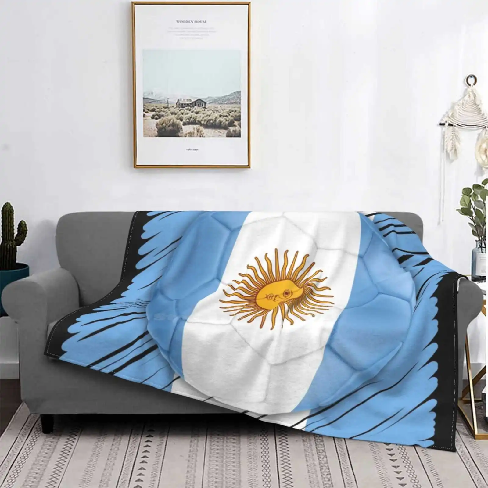 

Argentina Football Flag New Selling Custom Print Flannel Soft Blanket Argentina Argentine National Flag Competition Football