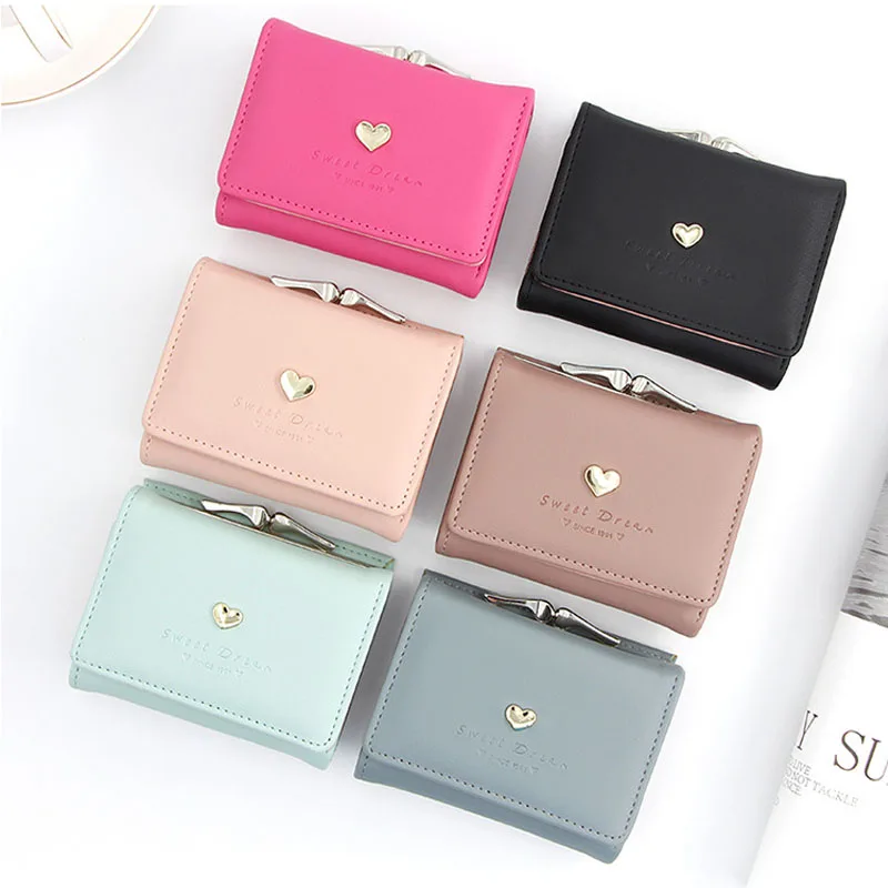 

Women Coin Bag Lady Mini Short Wallets Money Handbag Clutch Card Holder Change Pocket PU Leather Male Purse