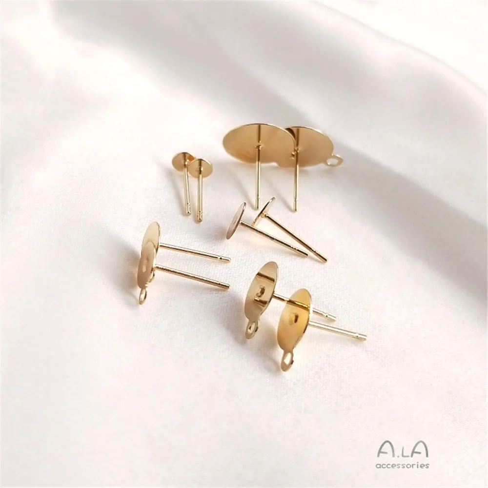 14K Gold Color Plated Pinto earpin with hanging ring Diy earpin material adhesive pearl fitting tray earpin