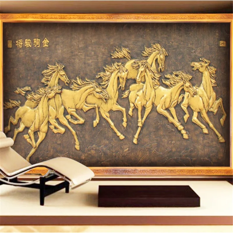 beibehang Custom wallpaper 3d mural horse to success eight horses living room TV background wall papers home decor 3d wallpaper