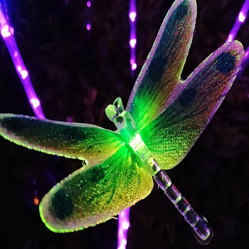 

Solar Stake Lights Garden Solar Lights Outdoor Multi-Color Changing LED Butterfly Dragonfly Fiber Optic Decorative Lawn Lights