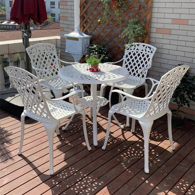 

Set of 5pcs cast aluminum dining set patio Blacony Terrace table chairs high-back chairs outdoor garden furniture sets antirust