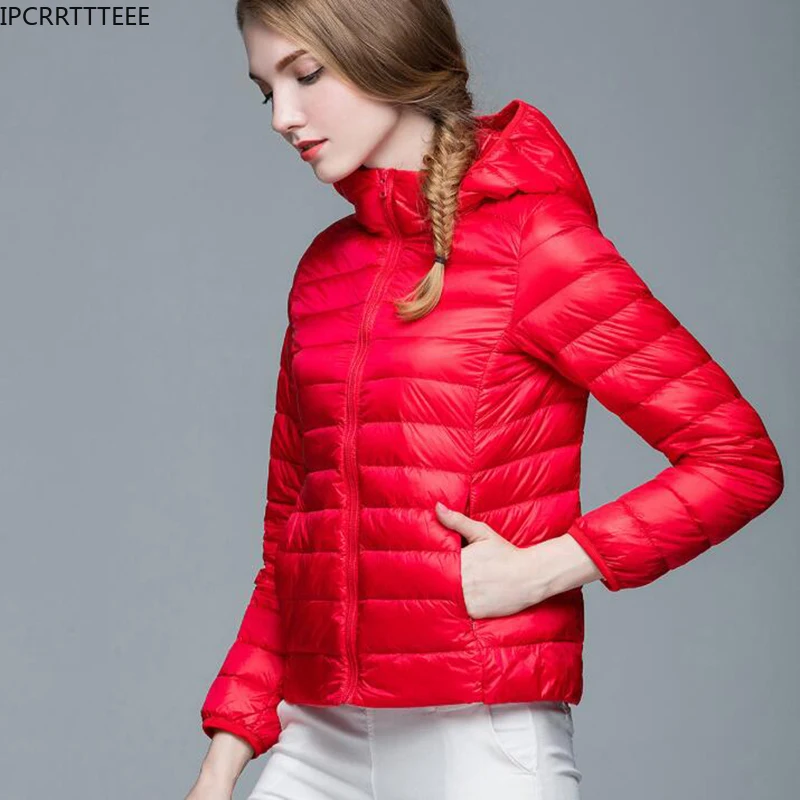 Chaqueta acolchada de plumón para mujer, abrigo ligero y portátil, de talla grande, para otoño e invierno, 2023