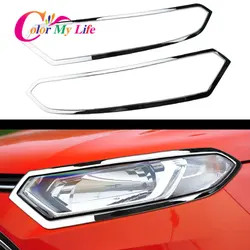 Color My Life Car Styling ABS Chrome Car Combination Headlamp Trim for Ford Ecosport 2013-2017 Front Headlight Lamp Cover