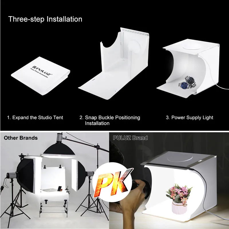 Profissão Mini Folding Lightbox, Fotografia, Estúdio de Fotografia, Softbox, 6 Cores, LED Photo Background Kit para Câmera DSLR