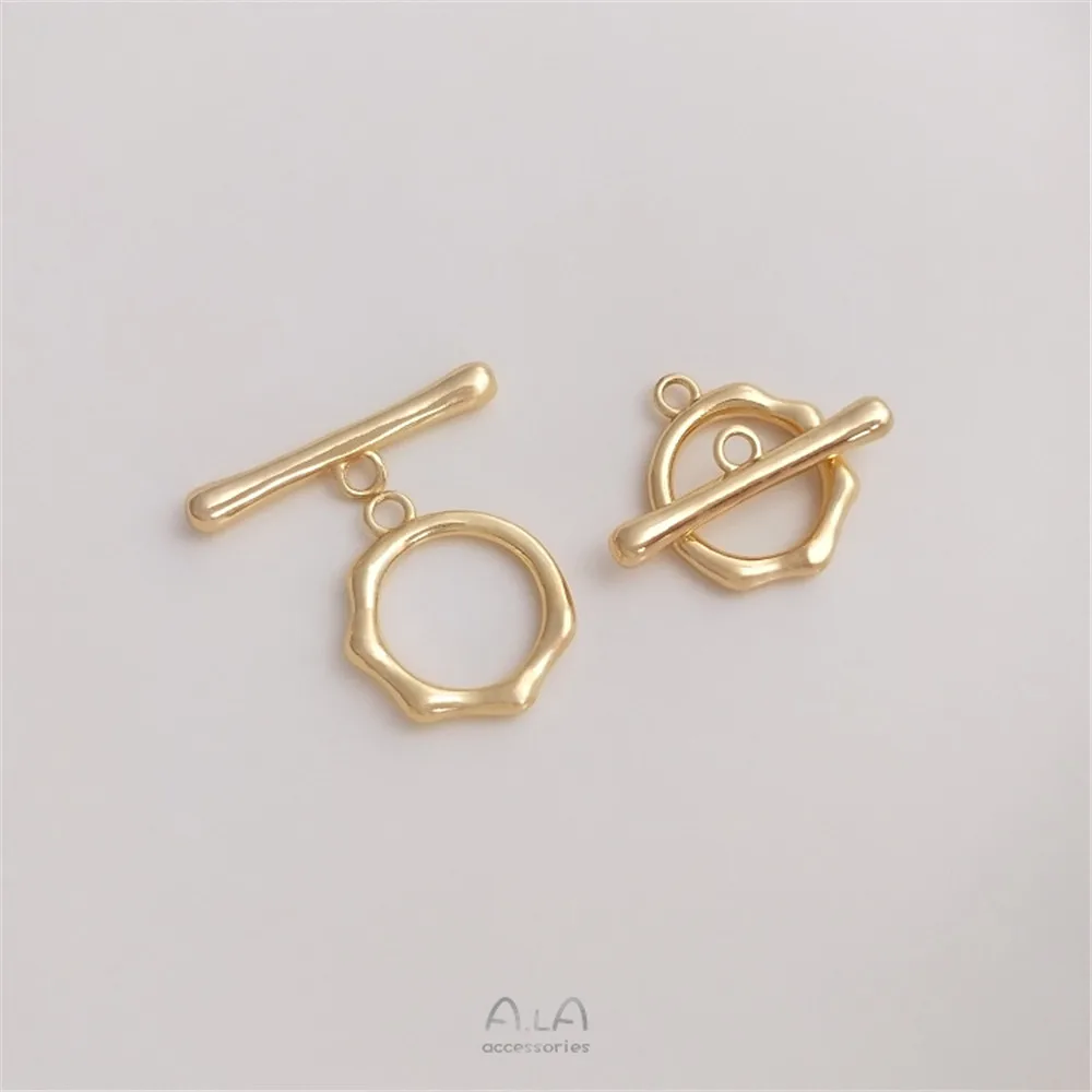 Brass 14K Gold Plated Irregular Polygon Round OT Toggle Clasp DIY Bracelet End Connection Findings
