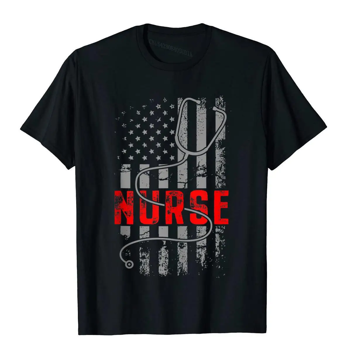 Patriotic Nurse USA Flag Stethoscope Funny Nursing Careers Tshirts Men Tops & Tees High Quality Cotton Customized Mens