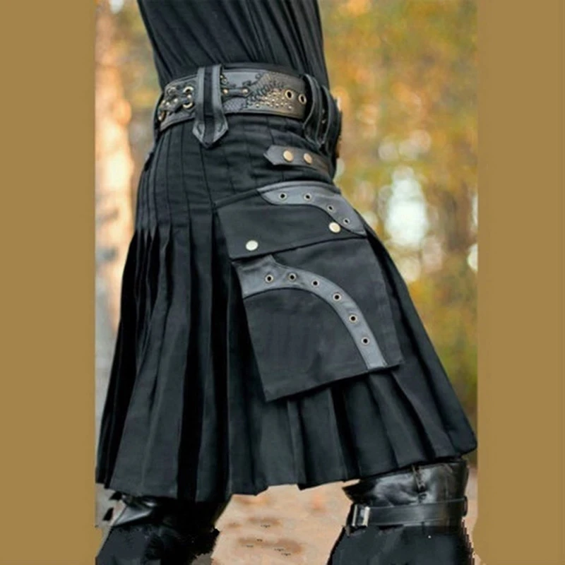 new Scottish Mens Kilt Traditional Skirt Metal Classic Retro Traditional Personality Kilts Check Pattern Men Skirts