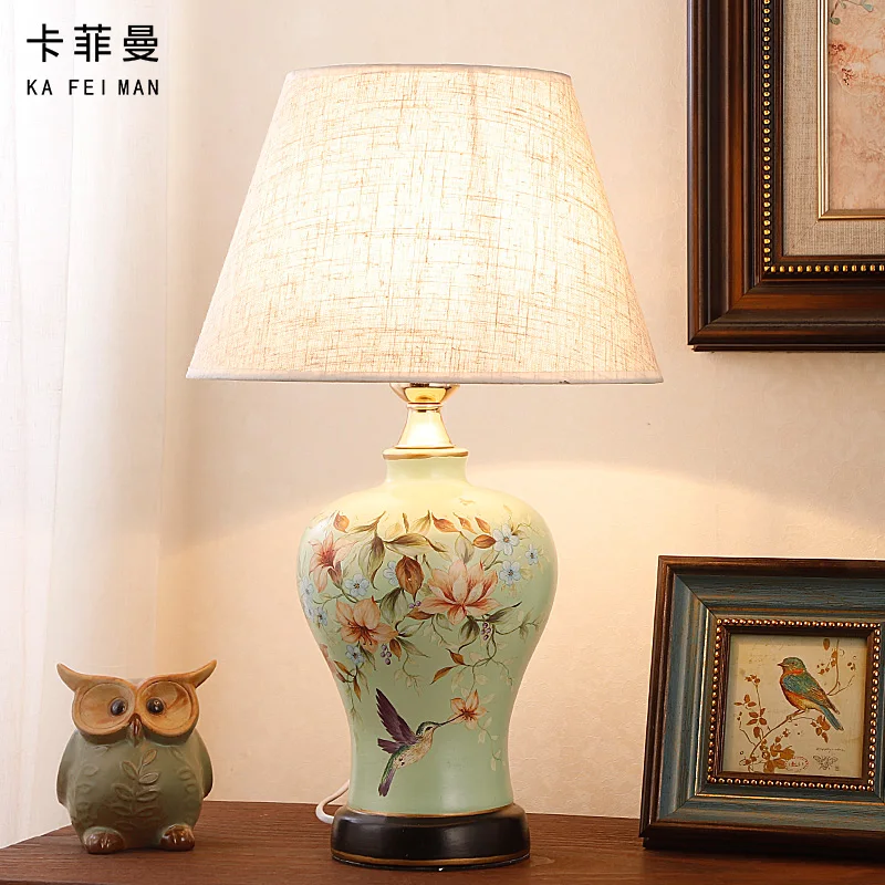 

Modern Chinese-Style Ceramic Table Lamp for Bedroom Living Room Study Room Home Warm Romantic Decorative Bedside Lamp Bird Lamp