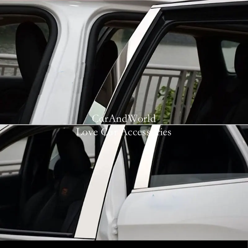 For Jeep Cherokee 2016-2021 Stainless Steel Car Door Glass Window Pillar Frame Cover Middle Column Garnish Trims Accessories