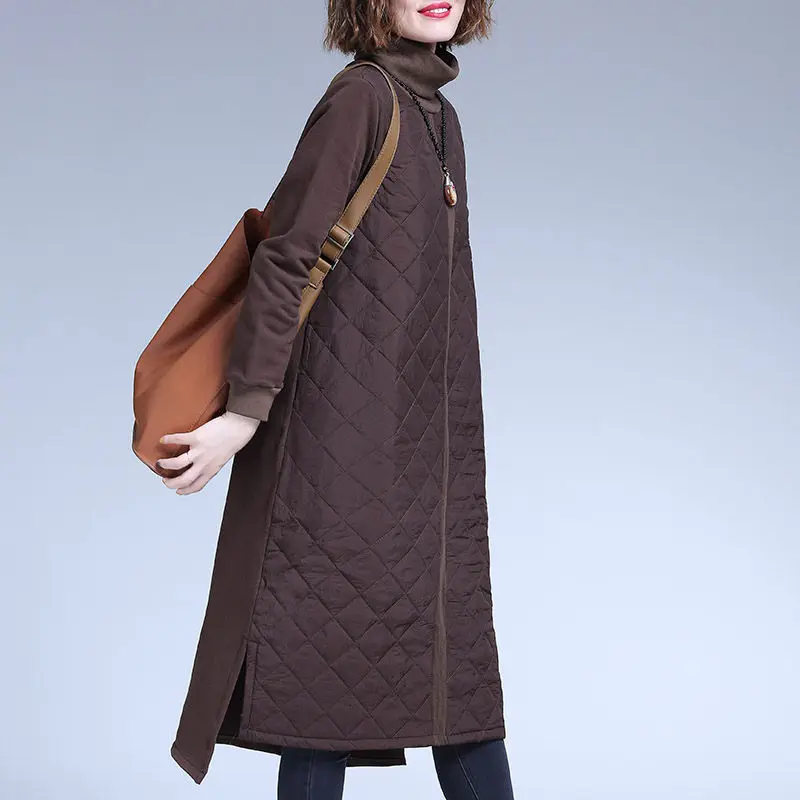 Turtleneck Cotton Dress For Women Vintage Dress Casual Loose Long Sleeve Elegant Party Clothes Autumn and Winter F2578