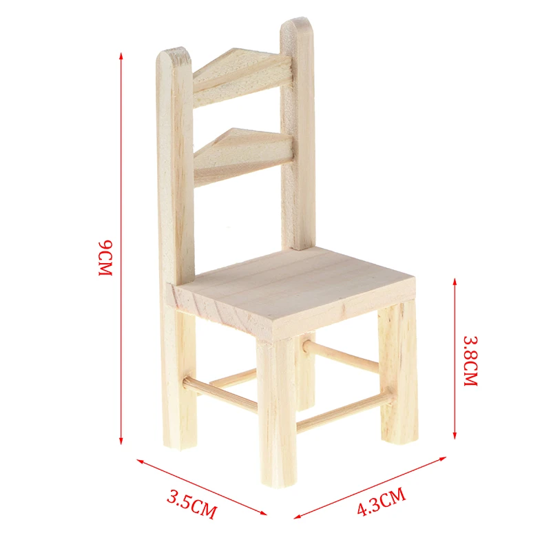 1:12 Dollhouse Furniture Miniature Wooden Kitchen Chair Kids Pretend Play Toy