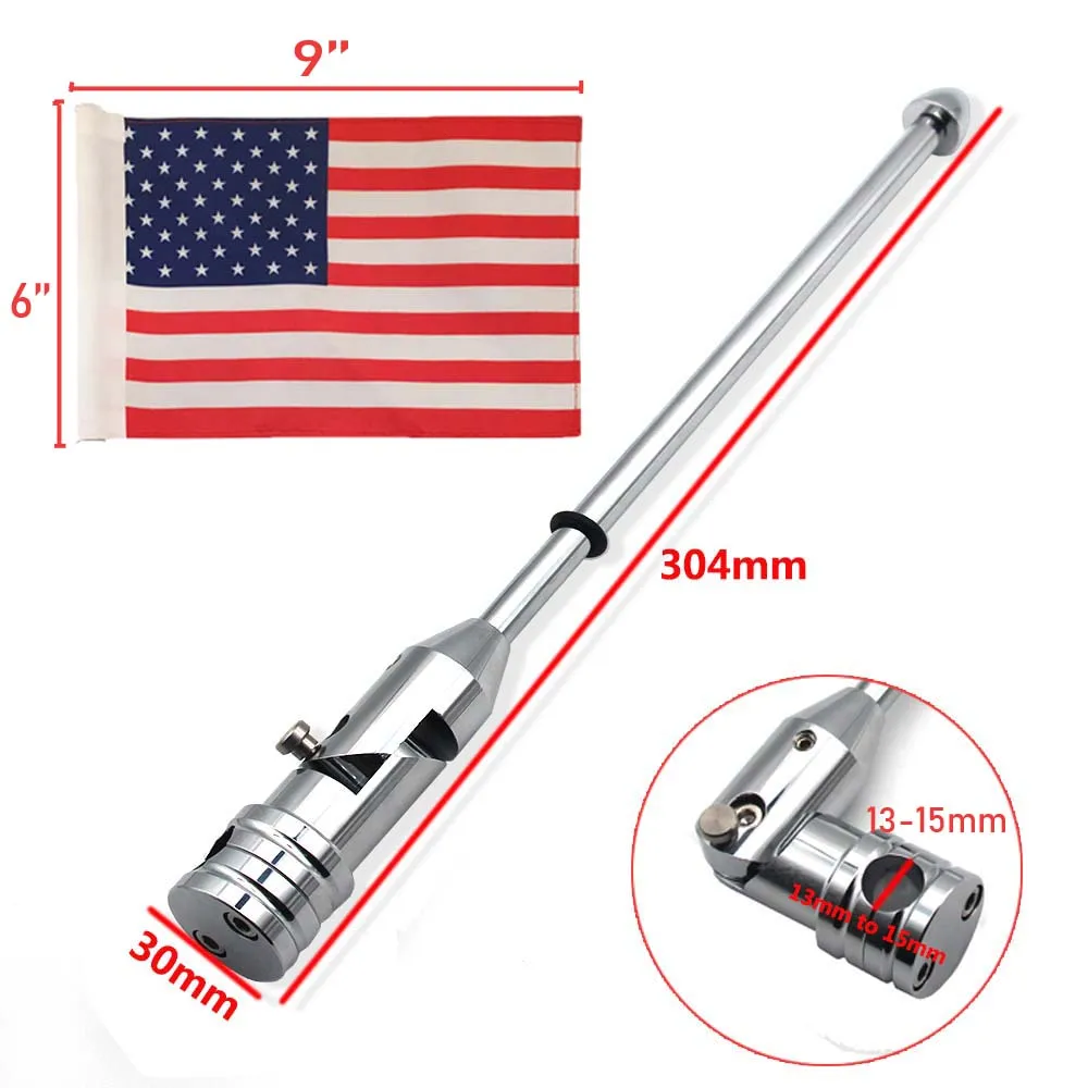 Poste de bandera de montaje lateral trasero ajustable Universal para motocicleta, poliéster de 6x9 pulgadas, banderas de 8 países para la mayoría de las motos