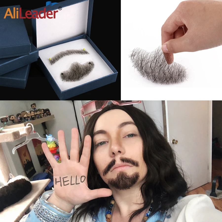 

Alileader High Quality Brazilian Lace Invisible Fake Beards Salon Chat Lace Beard For Men 100% Hair Hand Made Mustache Remy Hair