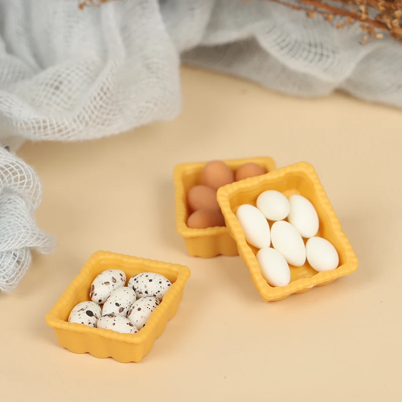 1:12 Dollhouse Miniature Mini Egg With Tray Kitchen Food Accessories Model Toys Doll House Cooking Game Food