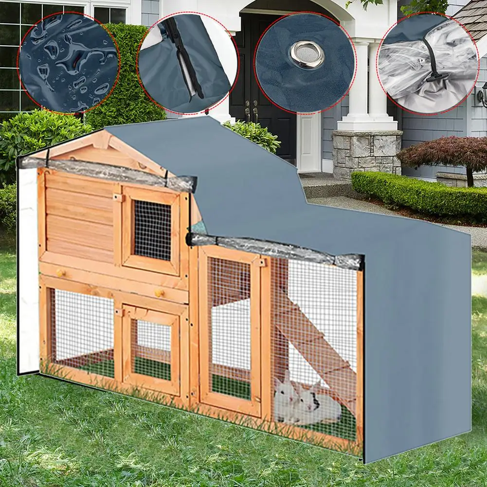 Rabbit Hutch Cover Farm Animal Cage Windproof Cover Pet Bunny Cage Dust Cover Waterproof Dust Cover Easy Cleaning Cage Accessory