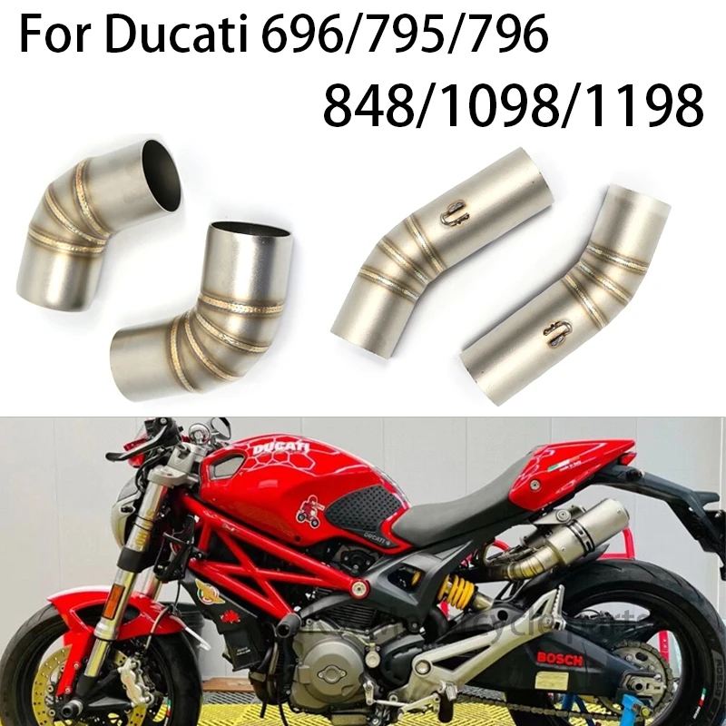 

Motorcycle Exhaust Middle Mid Link Pipe Muffler Tube For DUCATI 1100 1098 1198 696 796 795 848 Escape moto Stainless Steel